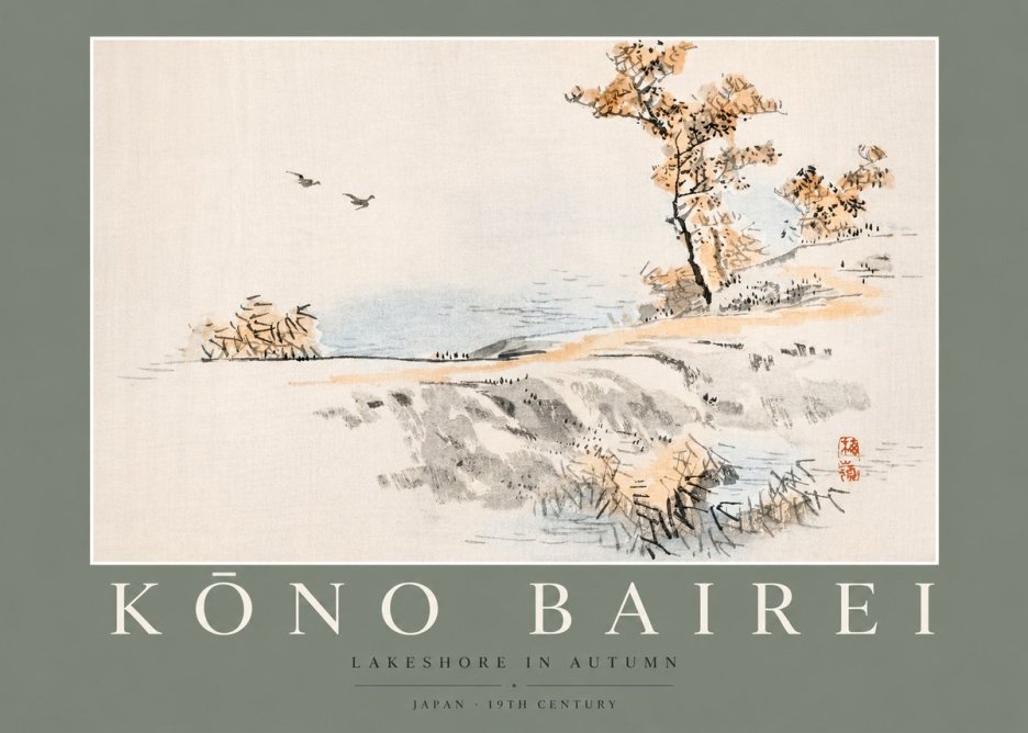 Kōno Bairei Lakeshore in Autumn No2 - Plakat