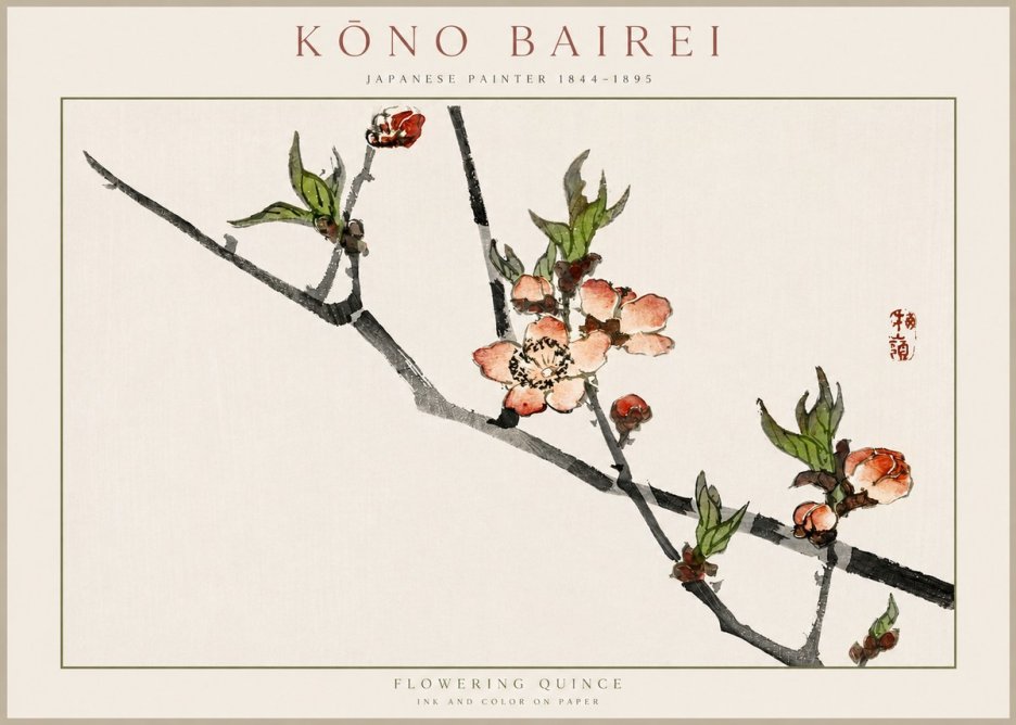 Kōno Bairei Flowering Quince No2 - Plakat