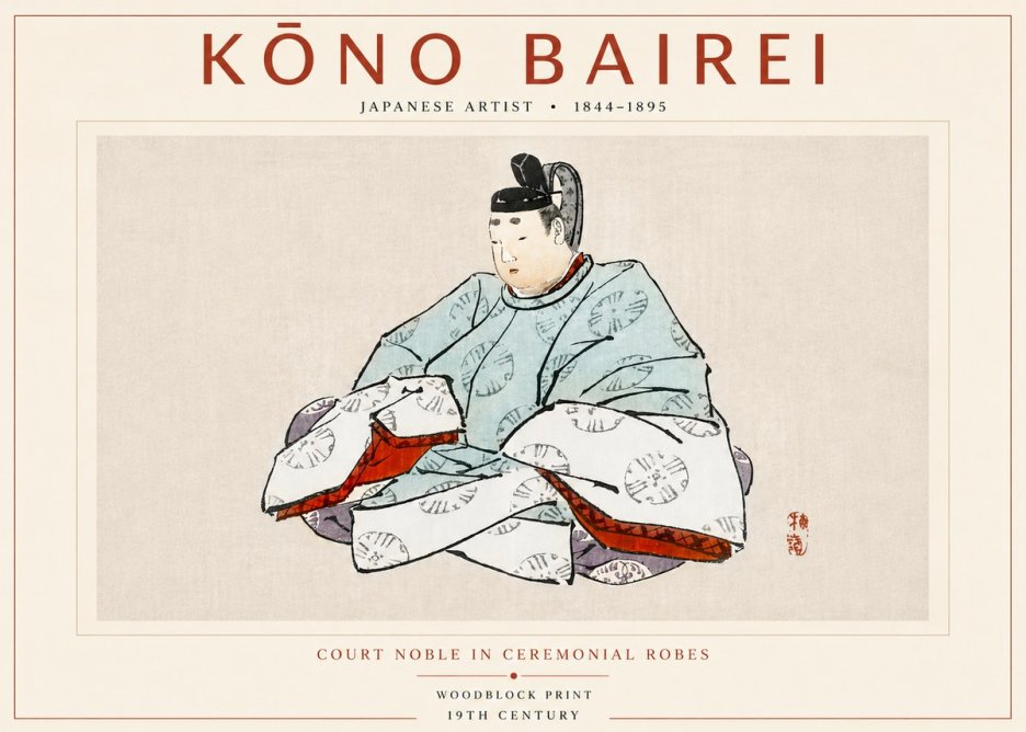 Kōno Bairei Court Noble in Ceremonial Robes No4 - Plakat