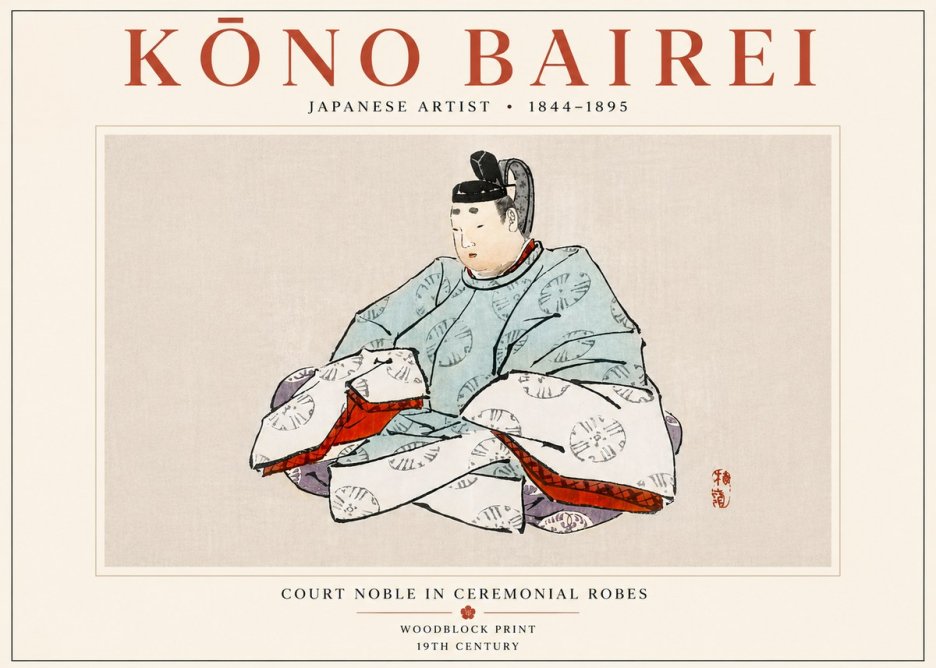 Kōno Bairei Court Noble in Ceremonial Robes No6 - Plakat
