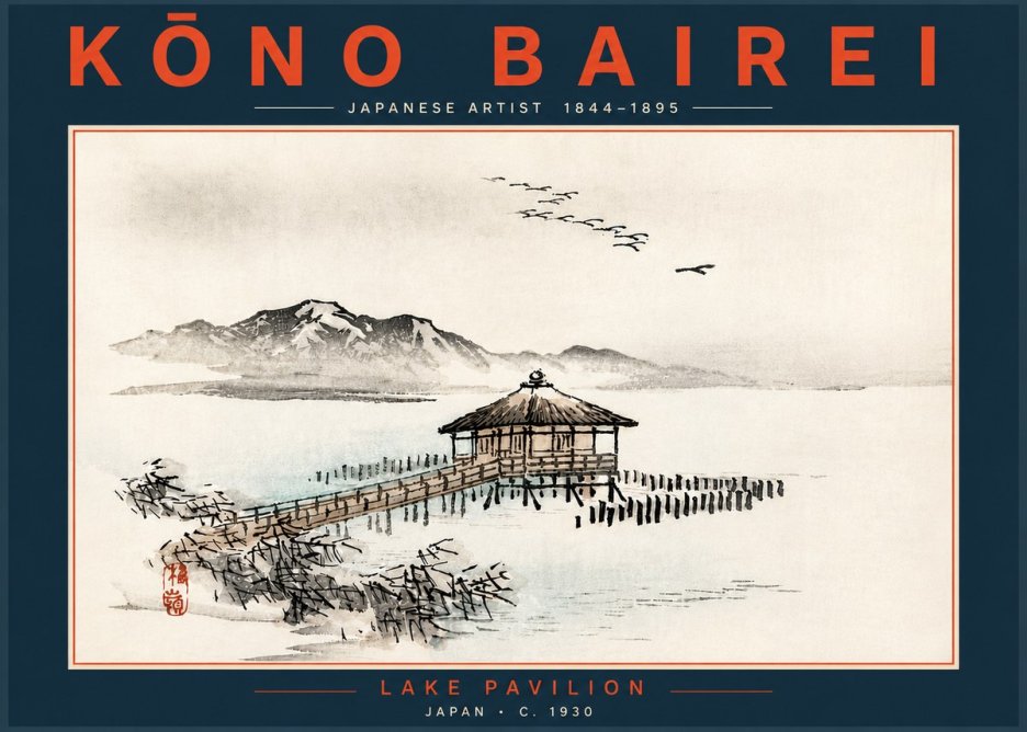 Kōno Bairei Lake Pavilion No5 - Plakat