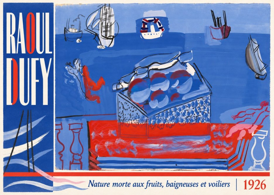 Raoul Dufy Nature Morte Aux Fruits, Baigneuses Et Voiliers No3 - Plakat