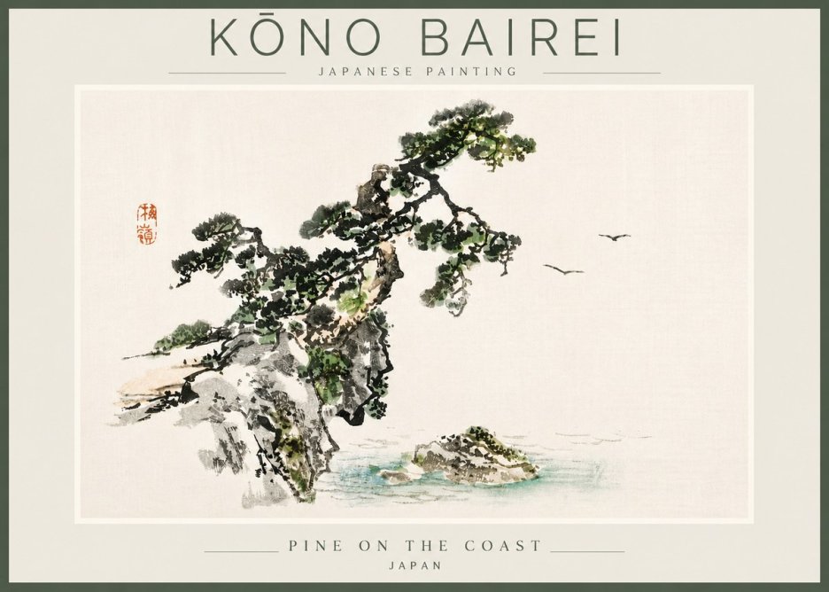 Kōno Bairei Pine on the Coast No3 - Plakat