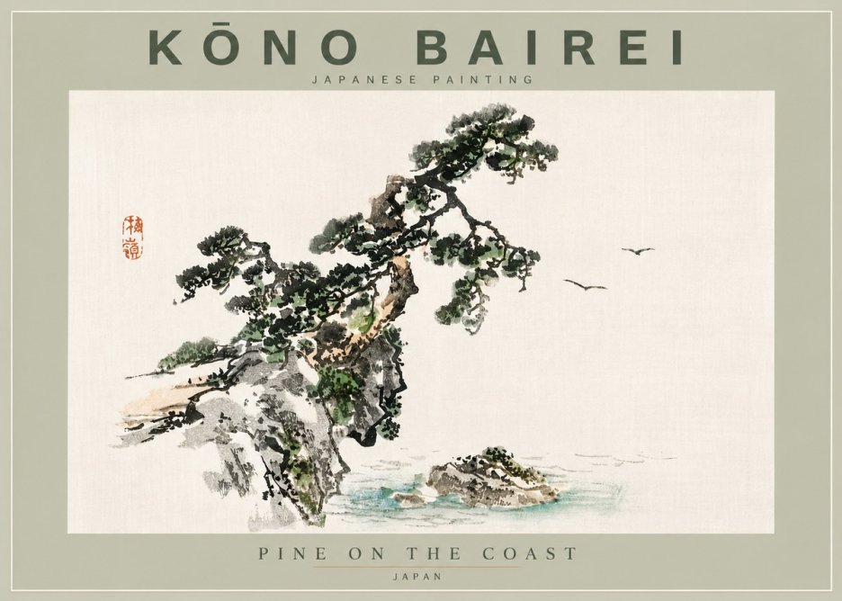 Kōno Bairei Pine on the Coast No4 - Plakat