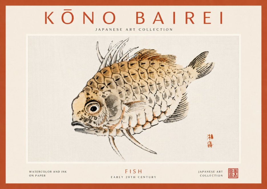Kōno Bairei Fish III No6 - Plakat