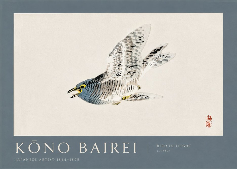 Kōno Bairei Bird in Flight No2 - Plakat