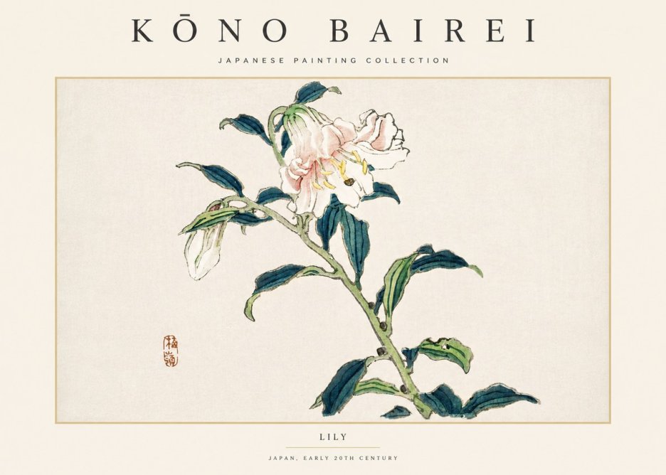 Kōno Bairei Lily No4 - Plakat