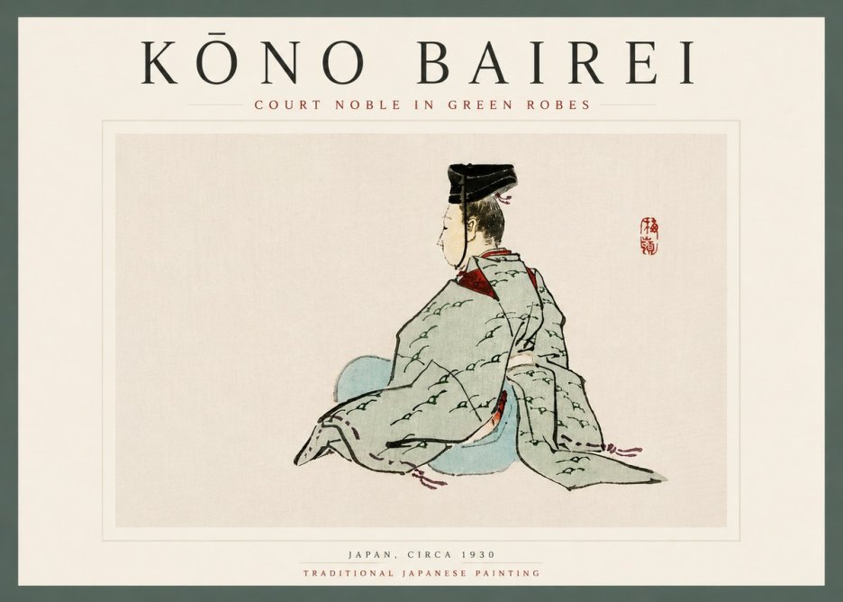 Kōno Bairei Court Noble in Green Robes No5 - Plakat