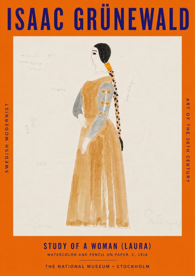 Isaac Grünewald Study of a Woman (Laura) No3 - Plakat