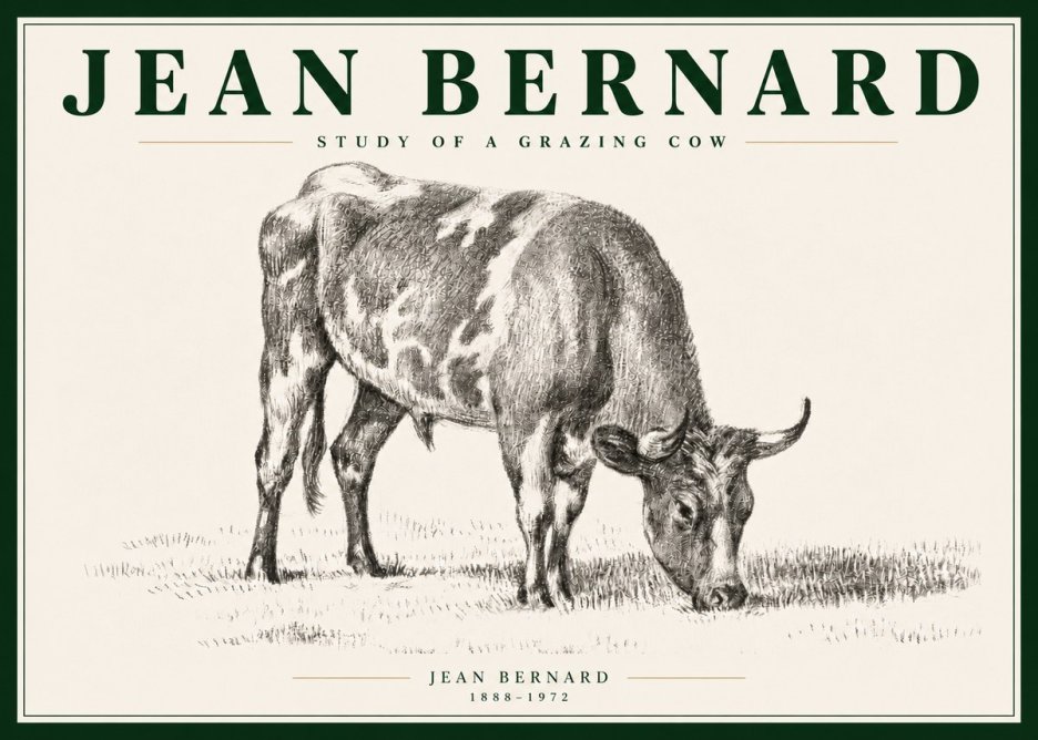 Jean Bernard Grazing Cow I No5 - Plakat