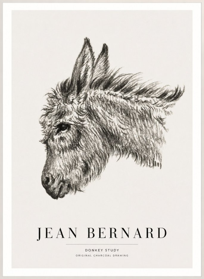 Jean Bernard Donkey Study I No3 - Plakat
