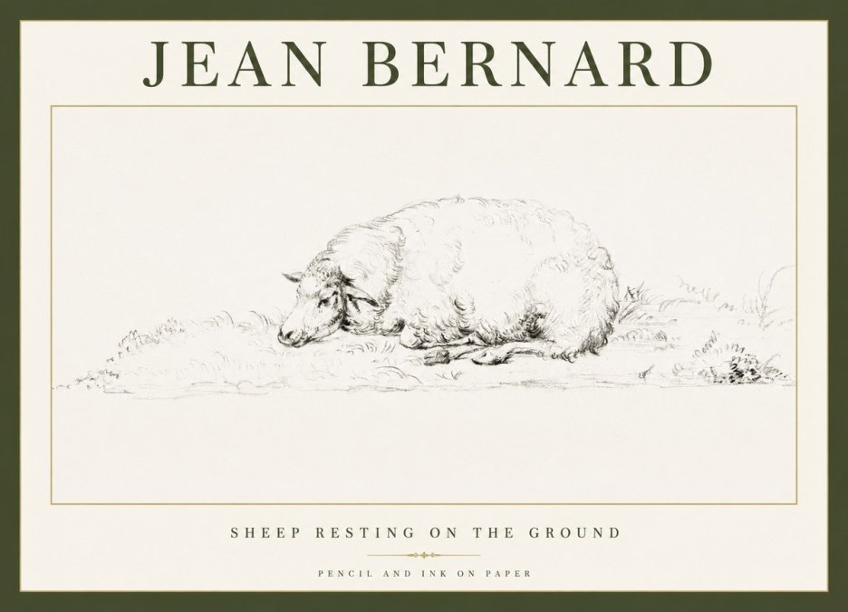 Jean Bernard Sheep Resting on the Ground No1 - Plakat