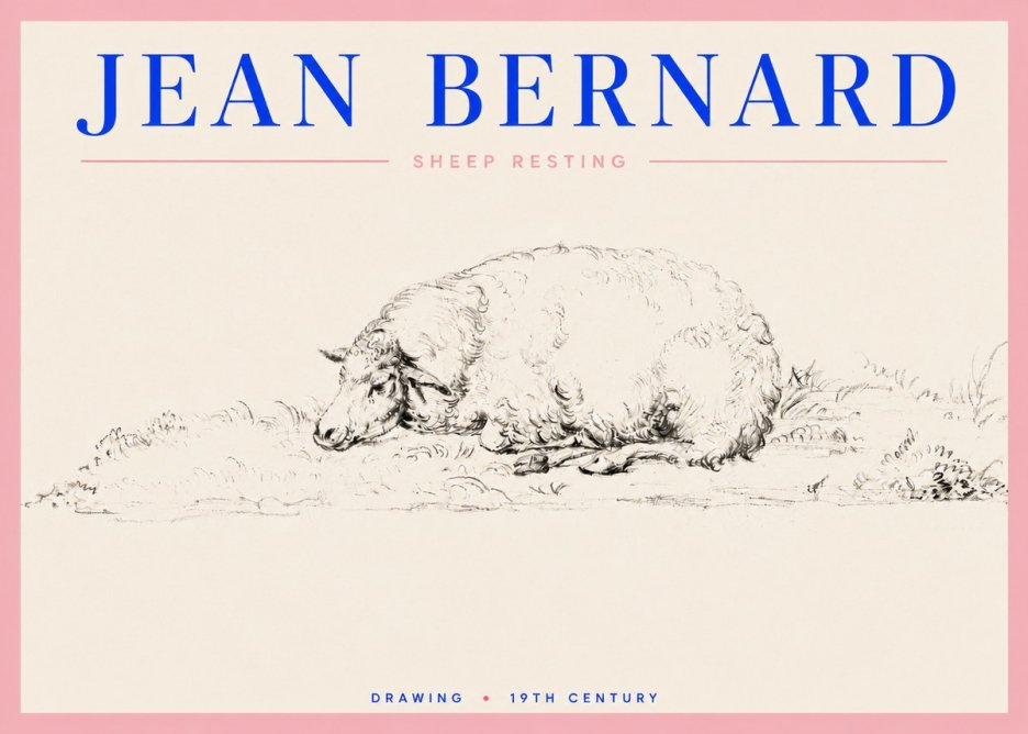 Jean Bernard Sheep Resting on the Ground No5 - Plakat