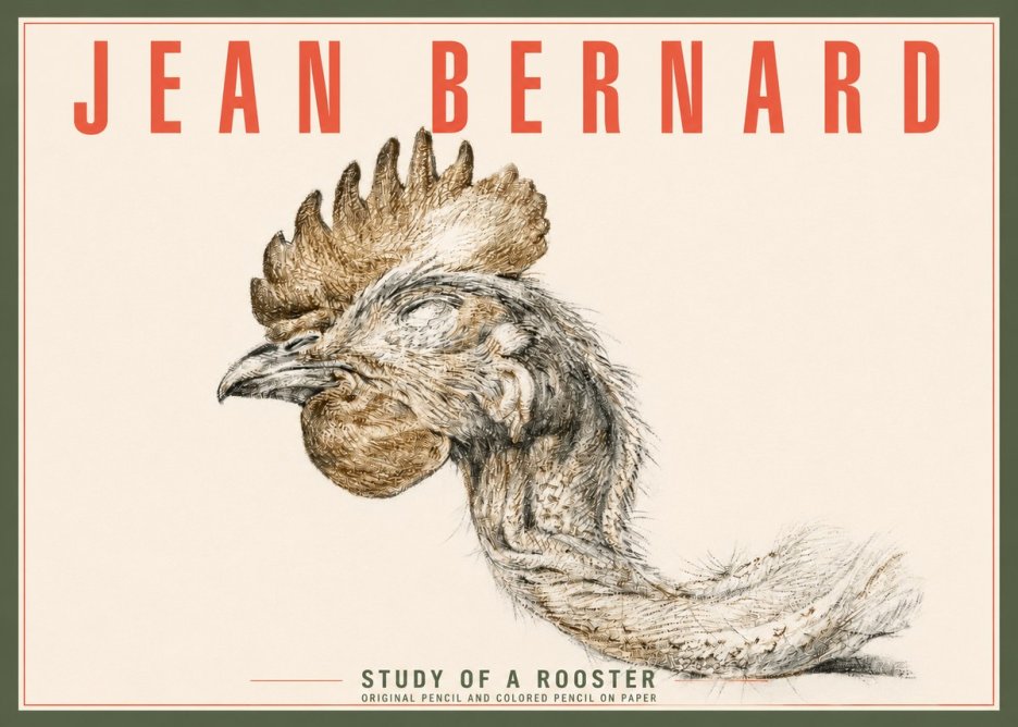 Jean Bernard Study of a Rooster Head No4 - Plakat