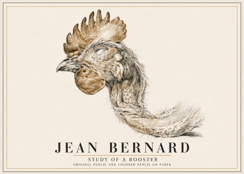 Jean Bernard Study of a Rooster Head No6 - Plakat