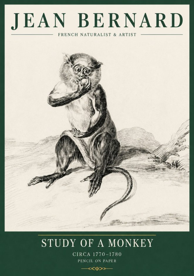 Jean Bernard Study of a Monkey No5 - Plakat