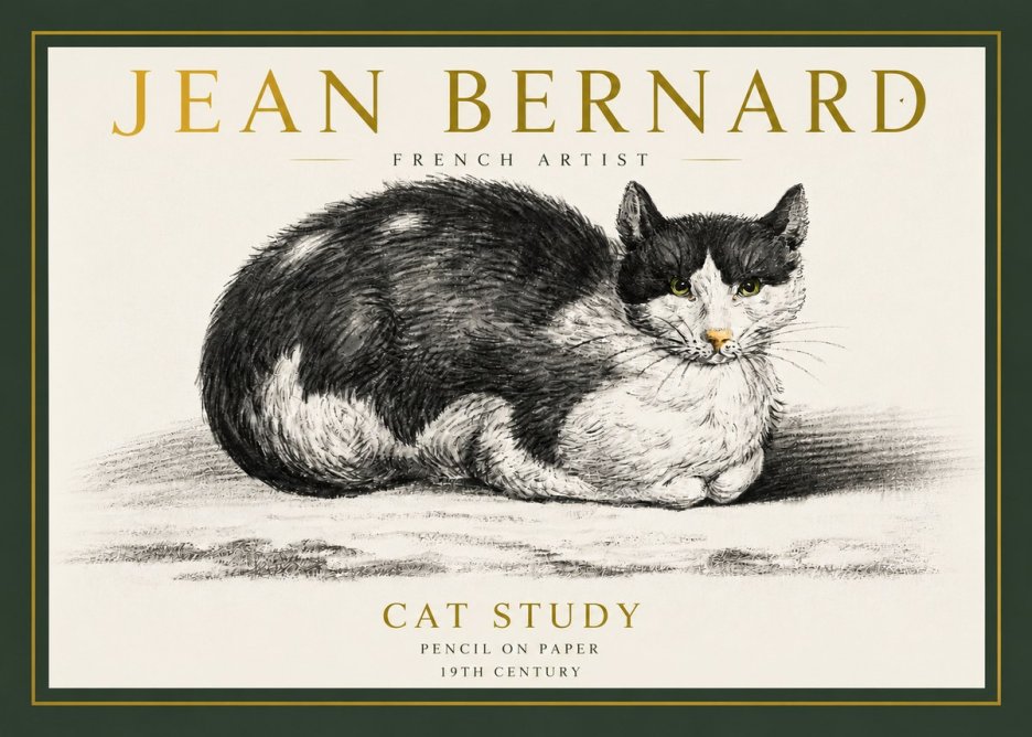 Jean Bernard Cat Study II No3 - Plakat