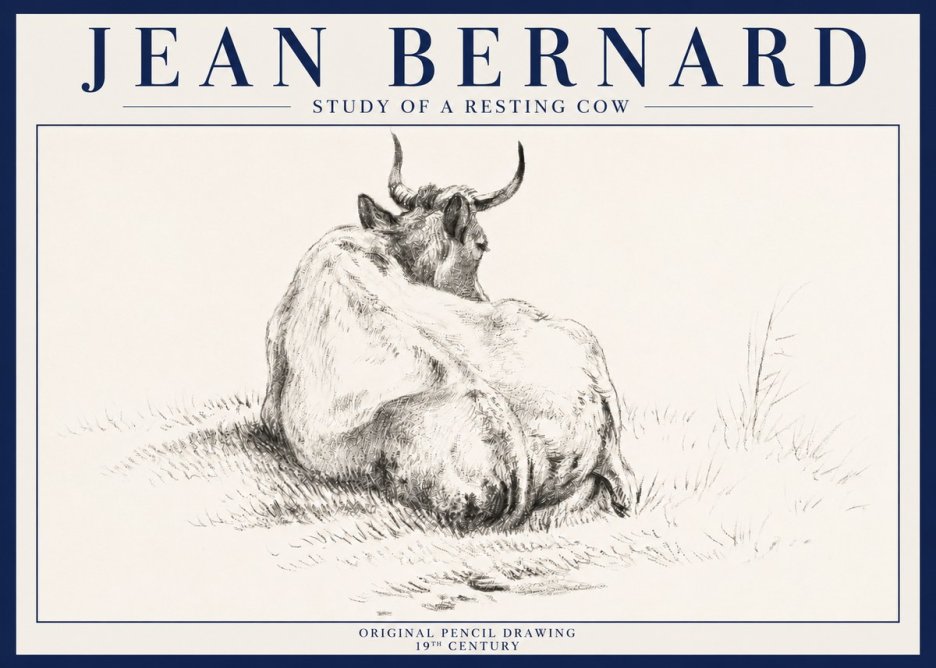 Jean Bernard Study of a Resting Cow I No3 - Plakat