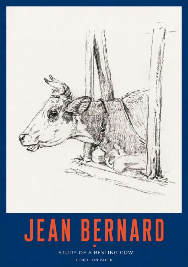 Jean Bernard Study of a Resting Cow II No2 - Plakat