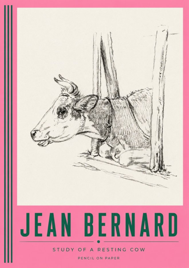 Jean Bernard Study of a Resting Cow II No3 - Plakat