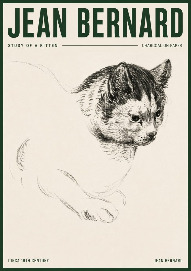 Jean Bernard Study of a Kitten I No3 - Plakat