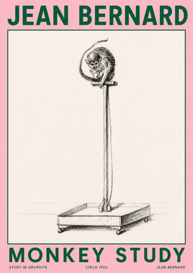 Jean Bernard Monkey Study No4 - Plakat