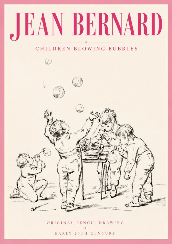 Jean Bernard Children Blowing Bubbles No5 - Plakat
