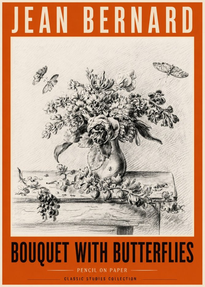 Jean Bernard Floral Still Life with Insects No6 - Plakat