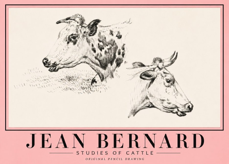 Jean Bernard Studies of Cattle I No5 - Plakat