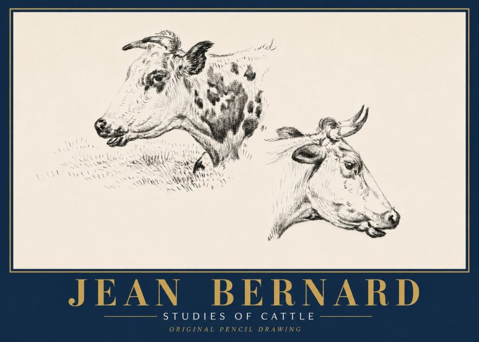 Jean Bernard Studies of Cattle I No6 - Plakat