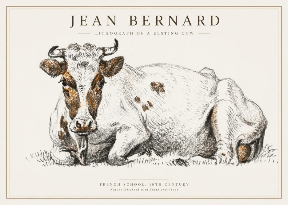 Jean Bernard Study of a Resting Cow III No2 - Plakat