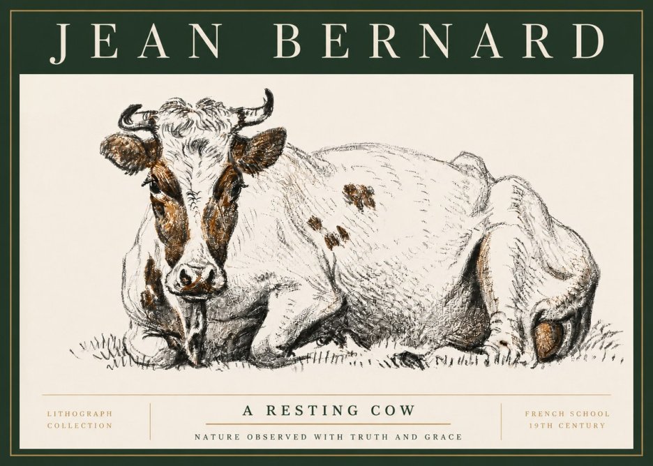 Jean Bernard Study of a Resting Cow III No4 - Plakat