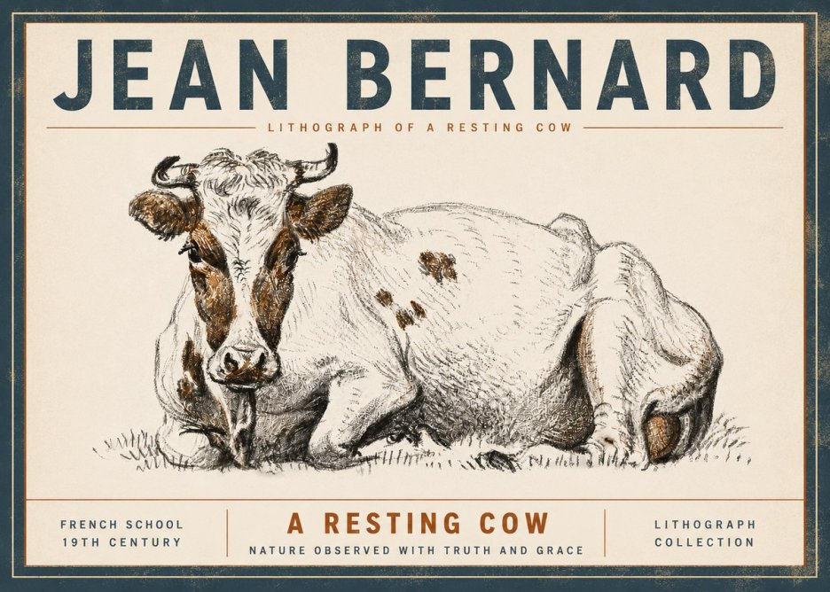 Jean Bernard Study of a Resting Cow III No6 - Plakat