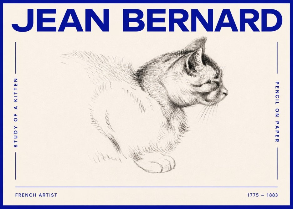 Jean Bernard Study of a Kitten II No4 - Plakat