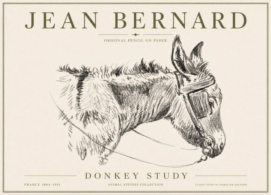 Jean Bernard Donkey Study II No6 - Plakat