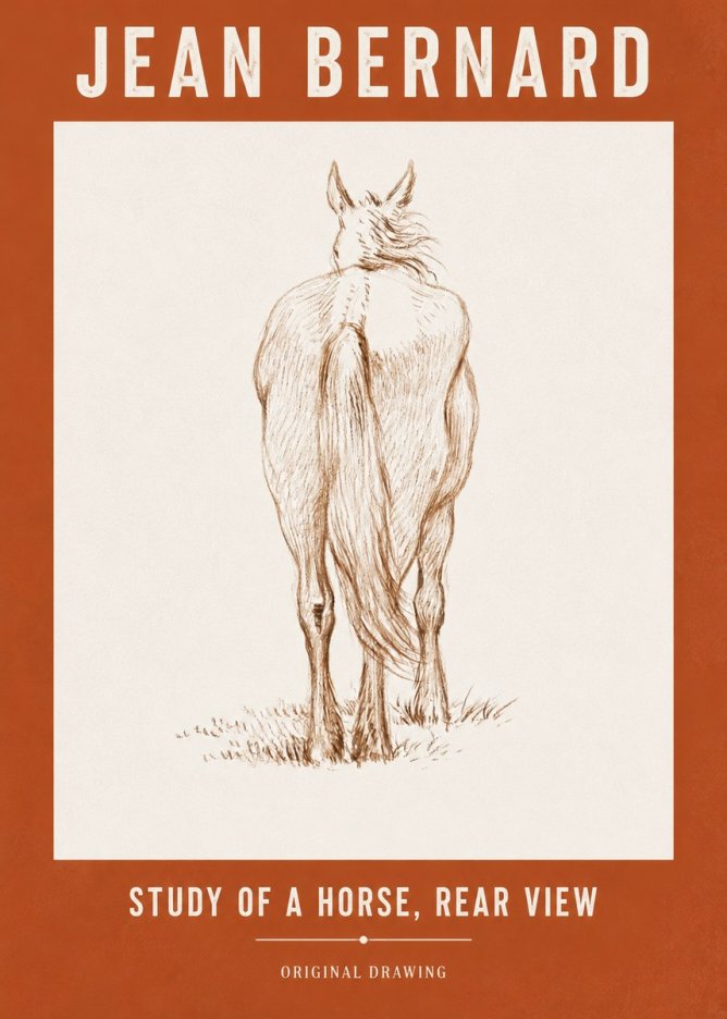 Jean Bernard Study of a Horse, Rear View No3 - Plakat