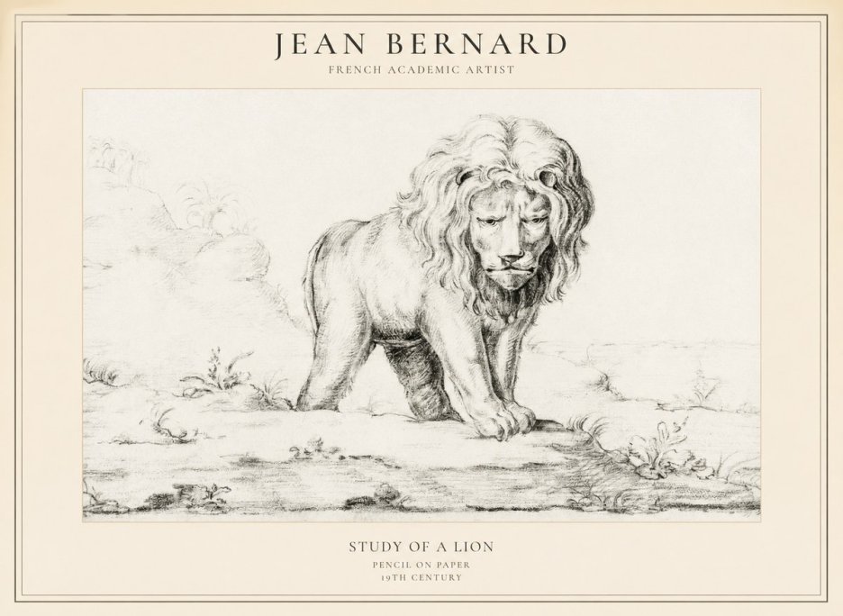 Jean Bernard Study of a Lion I No5 - Plakat