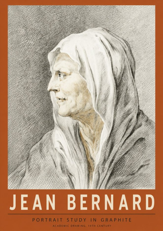 Jean Bernard Profile Study of a Hooded Figure No4 - Plakat