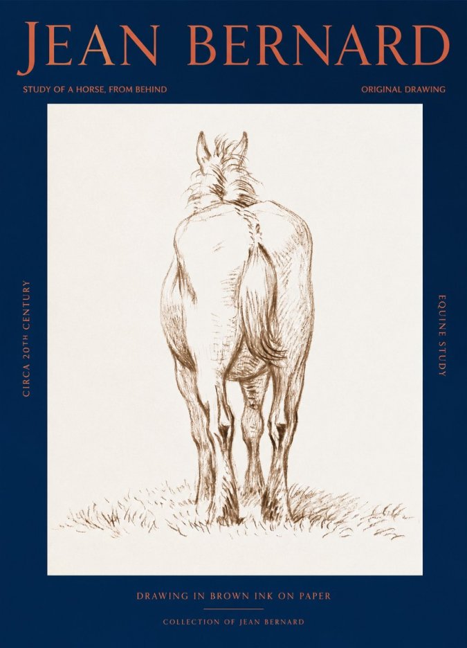 Jean Bernard Horse Study - from Behind No3 - Plakat