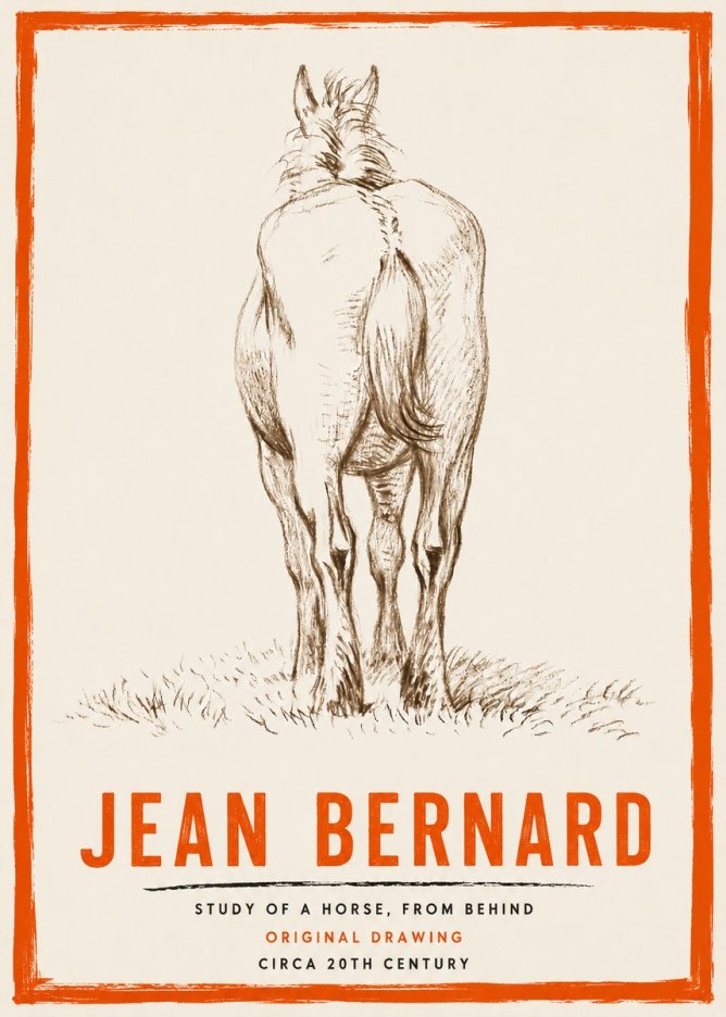 Jean Bernard Horse Study - from Behind No4 - Plakat