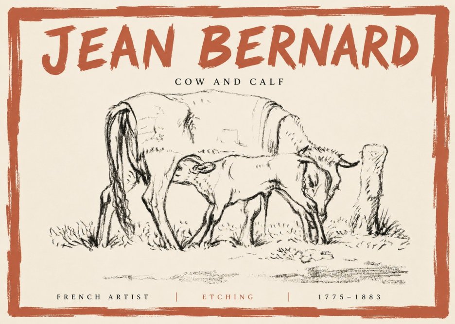 Jean Bernard Cow and Calf I No5 - Plakat