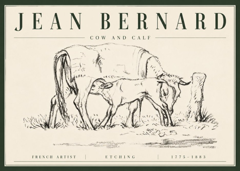 Jean Bernard Cow and Calf I No6 - Plakat