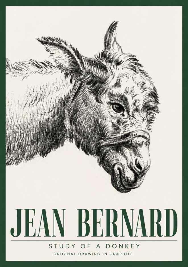 Jean Bernard Study of a Donkey I No3 - Plakat