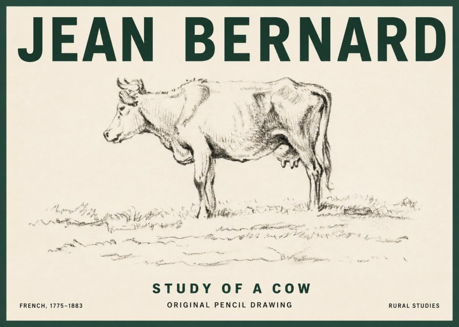 Jean Bernard Study of a Cow III No3 - Plakat