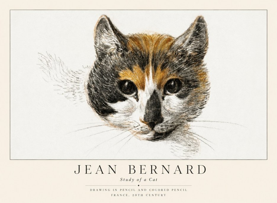Jean Bernard Study of a Cat II No1 - Plakat
