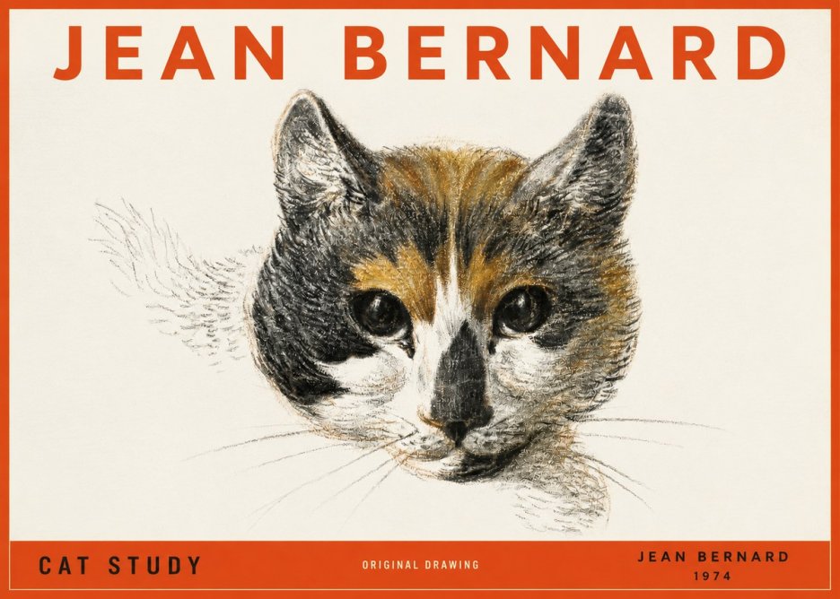 Jean Bernard Study of a Cat II No4 - Plakat