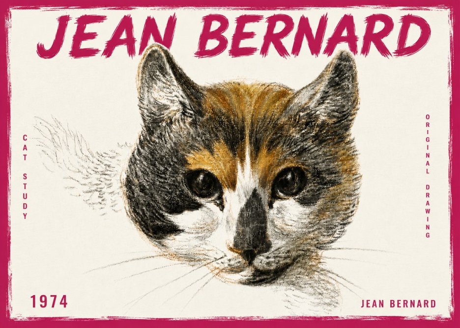 Jean Bernard Study of a Cat II No6 - Plakat