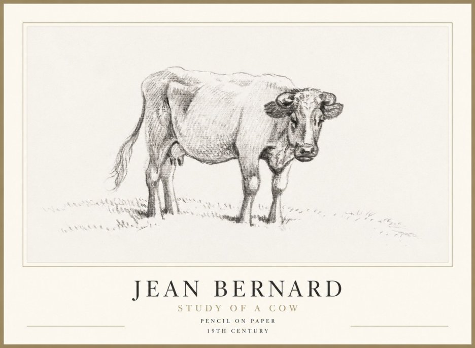 Jean Bernard Study of a Cow V No1 - Plakat