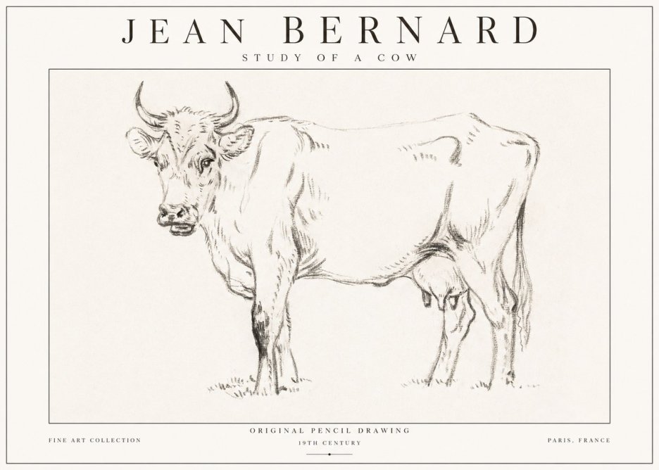Jean Bernard Study of a Cow VI No1 - Plakat