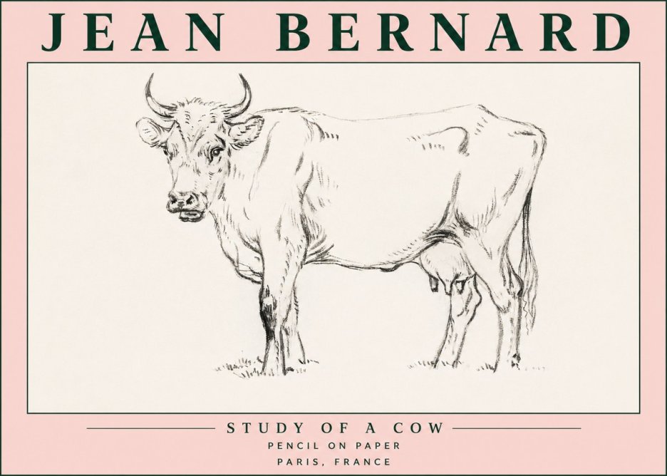 Jean Bernard Study of a Cow VI No5 - Plakat